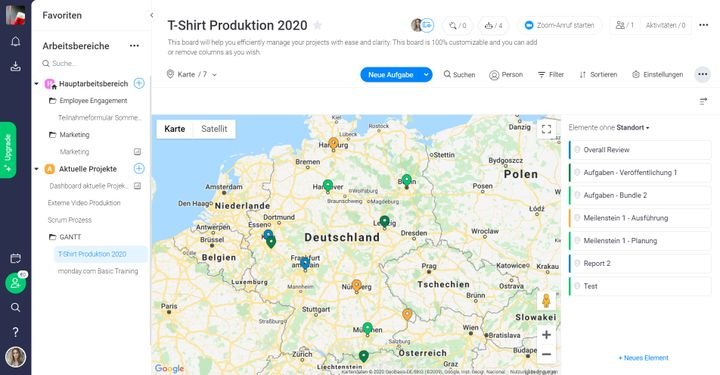 Mit der Kartenansicht wissen Sie z.B., wo Ihre Aufgaben bearbeitet werden, oder wo welches Team sitzt