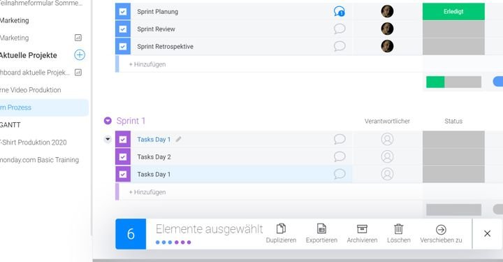 Die Mehrfachauswahl in monday projects macht die Bedienung etwas leichter