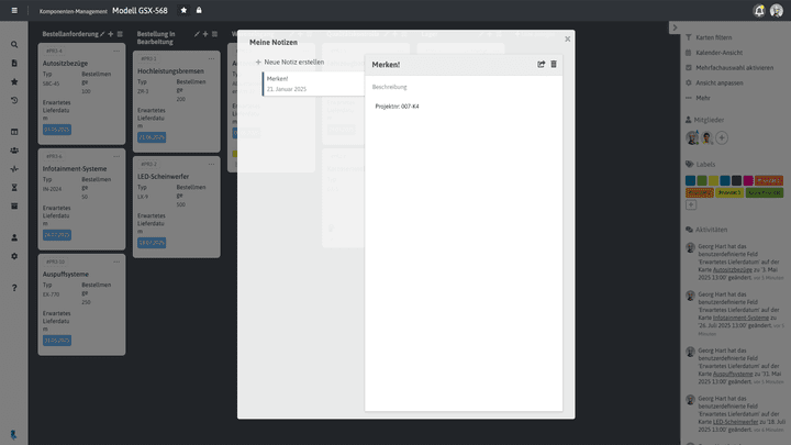 Sie können eigene Notizen verwalten, aber auch bequem Dokumente und Kommentare mit Ihrem Team teilen