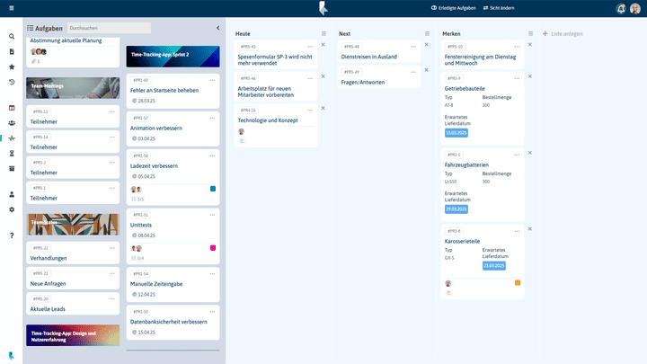 Behalten Sie im agilen Dashboard alle Ihre Tasks im Blick