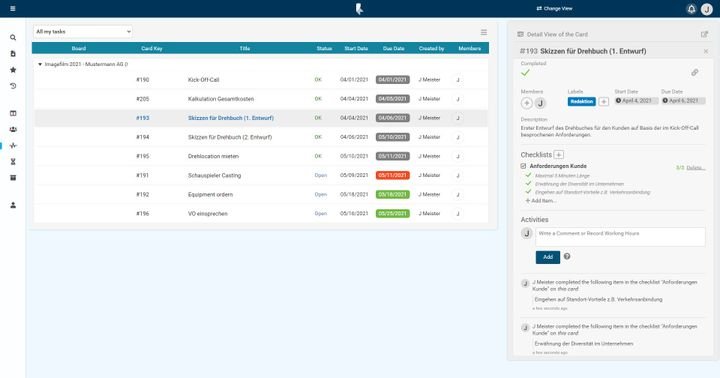 Behalten Sie im Dashboard alle Ihre Tasks im Blick