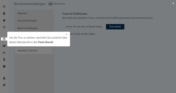 Die Tour durch das Interface vereinfacht für Sie das Onboarding