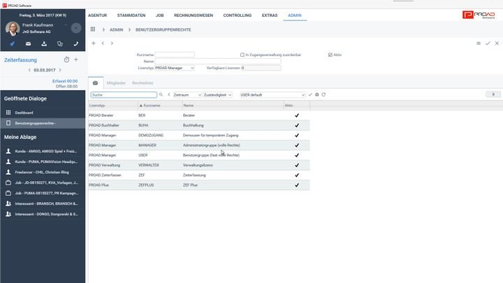 Legen Sie individuell die Rechte der Benutzergruppen fest