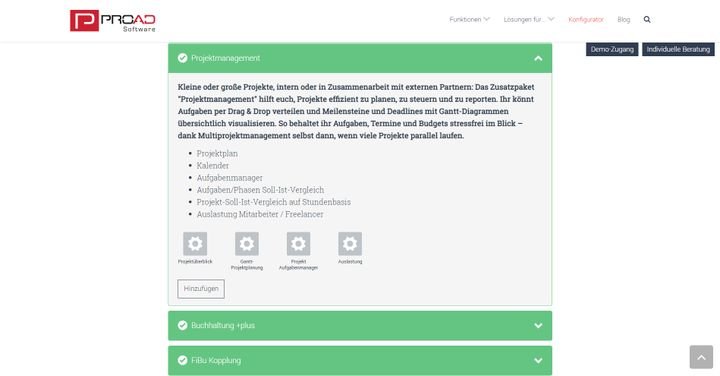 Die Funktionen des Projektmanagement-Moduls von PROAD
