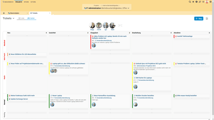 Mit den Kanban Board fokussieren Sie sich auf die Umsetzung einzelner Projektabschnitte