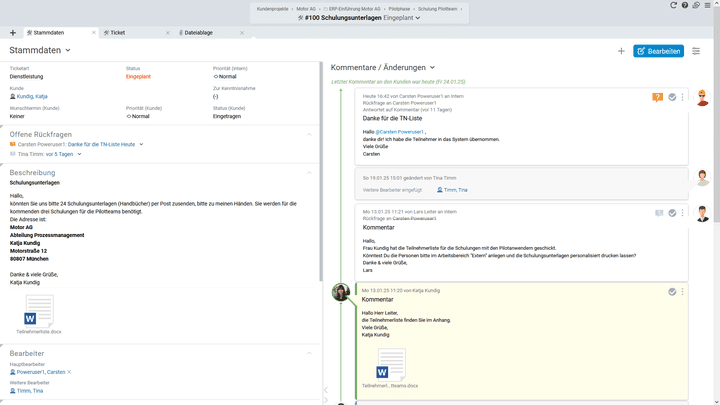 Mit den Tickets kommunizieren und dokumentieren Sie wichtige Änderungen in Ihren Projekten