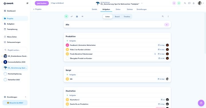 awork eignet sich hervorragend dazu, Ihre persönlichen Aufgaben zu organisieren
