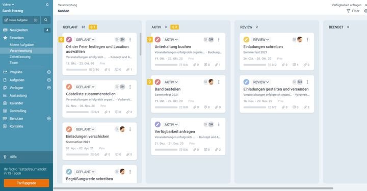 Das Aufgabenmanagement-Tool factro unterstützt Sie dabei, die Verantwortlichkeiten Ihres Teams nicht aus den Augen zu verlieren