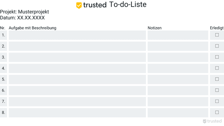 Eine einfache To-do-Liste gibt dir einen guten Überblick, über deine Tagesaufgaben