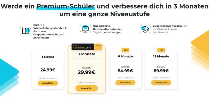 Die Kosten für die Premium-Version von ABA English im Überblick