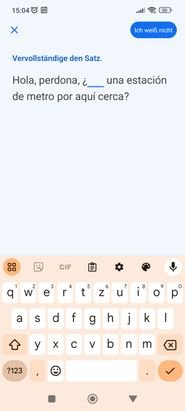 Der Einstufungstest von Busuu hat einen ansteigenden Schwierigkeitsgrad. Machst du schon zu Beginn viele Fehler, siehst du schwierigere Übungen evtl. gar nicht.