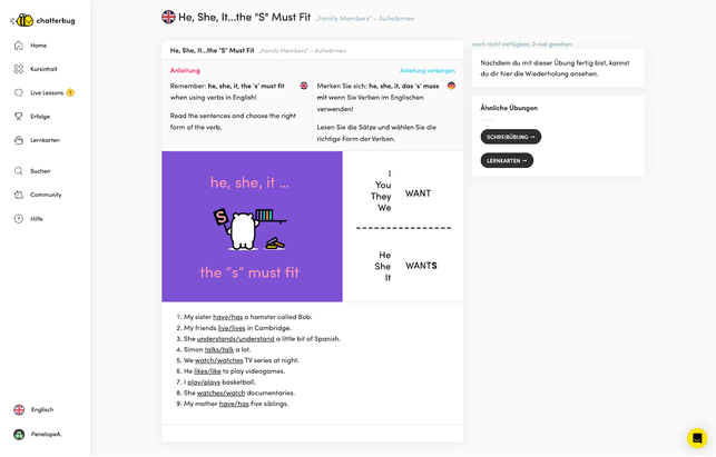Die Übungen greifen stets die Themen aus den Live-Lessons auf