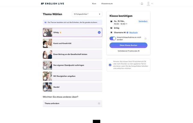 Bei den Privat-Stunden seid ihr vollkommen frei in der Themenwahl