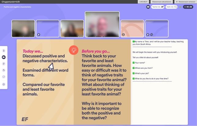 Am Ende haben wir noch einmal die Stunde besprochen