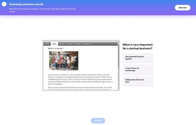 Sämtliche Skills werden bei EF Live geschult
