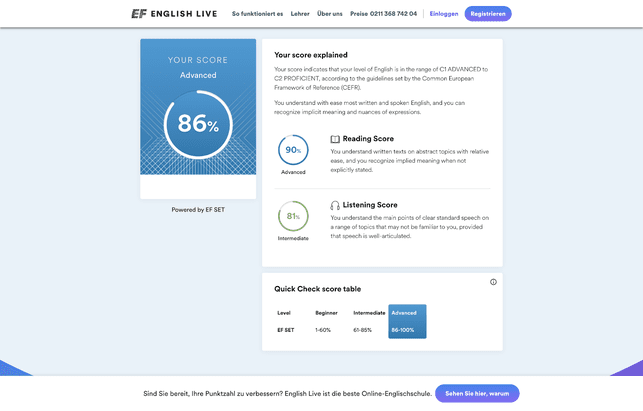 Ihr könnt gleich 2 Einstufungstests absolvieren