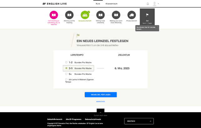 Ihr könnt die Lernzeiten an euere Situation anpassen