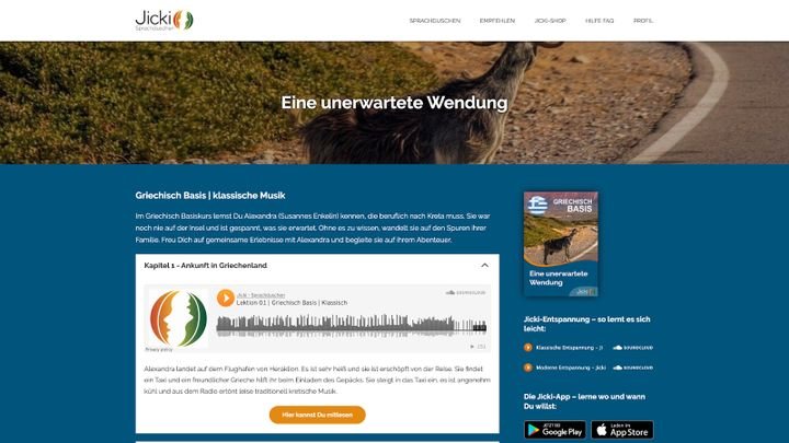 Bei Jicki könnt ihr kostenlos 2 Lektionen anhören