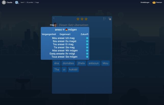 Mondly zeigt euch immerhin die ersten Zeitformen