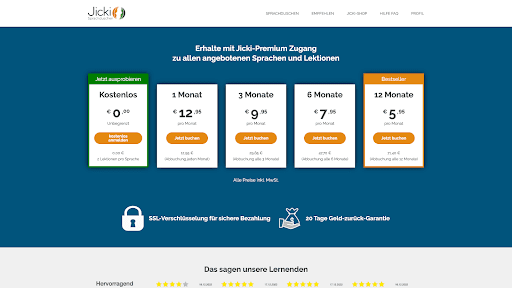 Die Preise sind bei Jicki übersichtlich