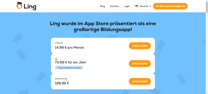 Ling bietet drei verschiedene Tarife an