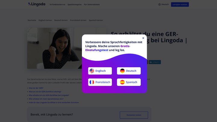 Lingoda bietet euch aktuell 4 Lernsprachen an