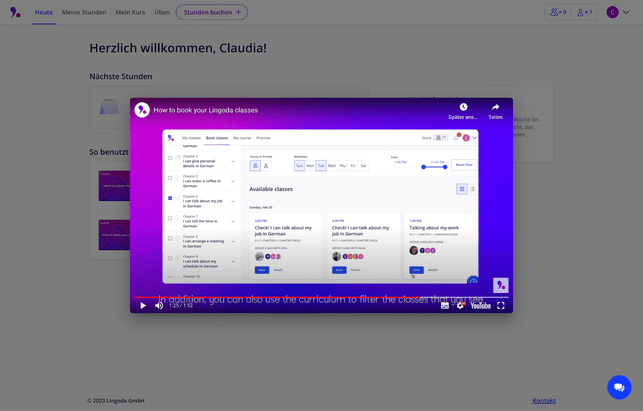 Ihr habt verschiedene Möglichkeiten der Buchung und der Auswahl euerer Stunden