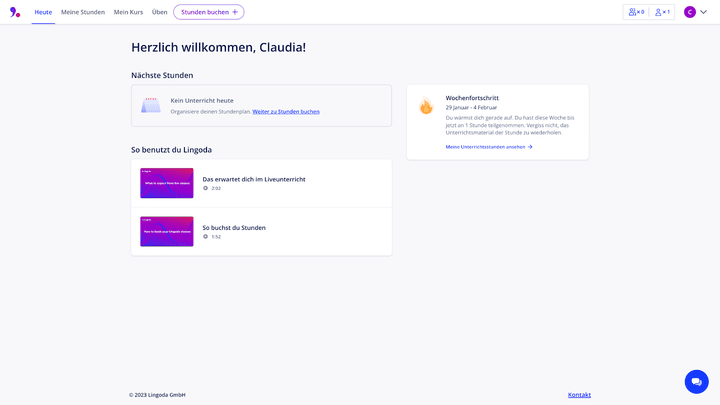 Euer wöchentlicher Fortschritt wird euch anschaulich auf der Startseite angezeigt