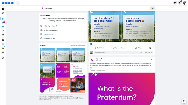 In den Sozialen Medien postet Lingoda immer wieder Anekdoten und Informatives
