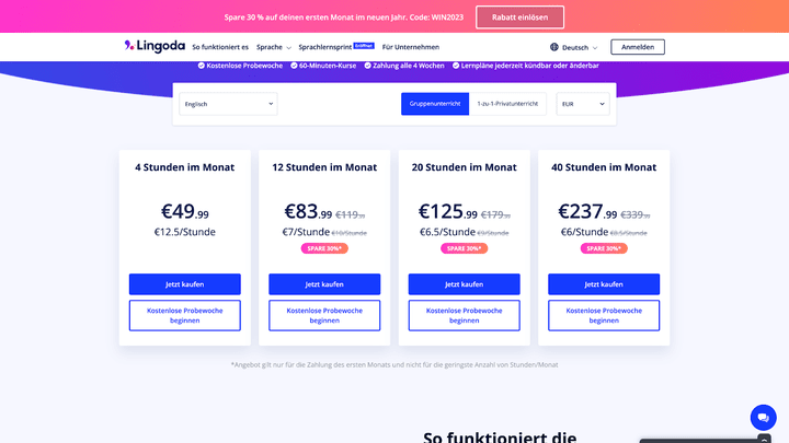 Es gibt mehrere Tarife und Untertarife