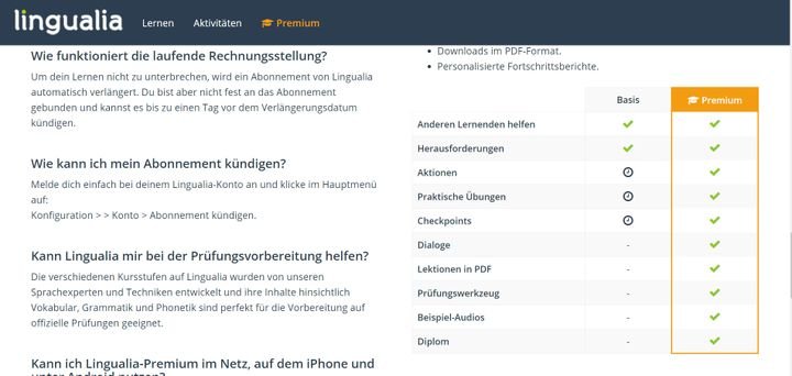 Die bestehenden Lücken soll das Lingualia-Premium-Abo füllen
