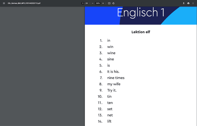 Die gelernten Vokabeln pro Lektion sind sehr überschaubar