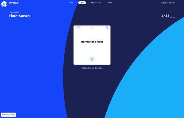 Die Flashcards sind ähnlich wie Karteikarten aufgebaut