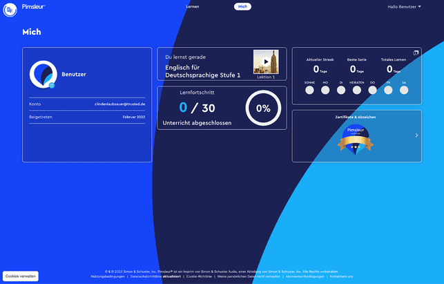 In eurem Account seht ihr anschaulich, was ihr bisher erreicht habt