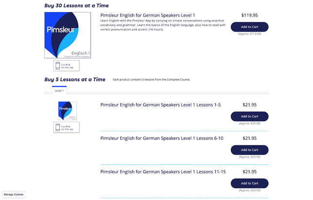 Die Preise für die einzelnen Sprachen sind zum Teil unterschiedlich