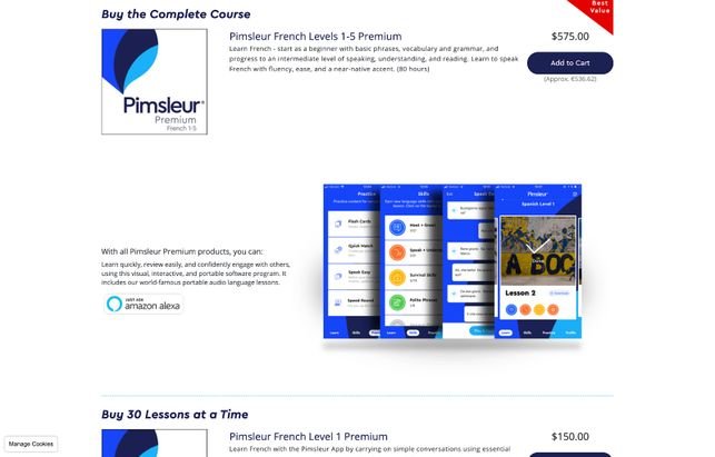 Bei Französisch habt ihr mehr Lektionen und Einheiten zur Verfügung