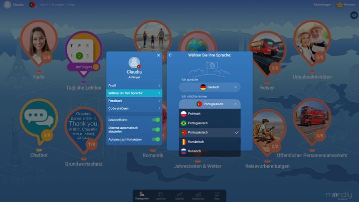 Mondly bietet euch die Auswahl zwischen brasilianischen und europäischen Portugiesisch