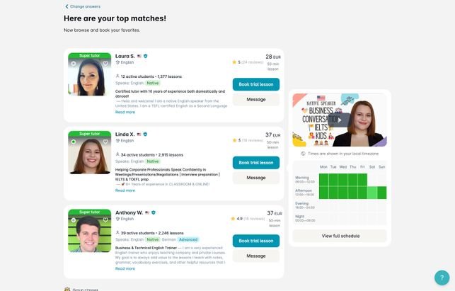 Je mehr ihr einstellt, desto passender sind die Matches