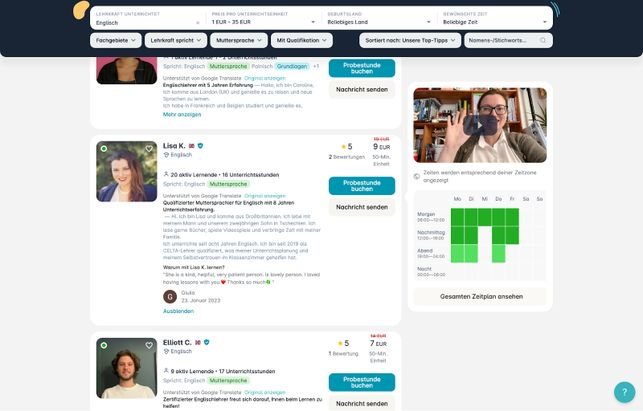 Ihr neben viele nützliche Informationen in den einzelnen Profilen, die euch bei der Entscheidung helfen