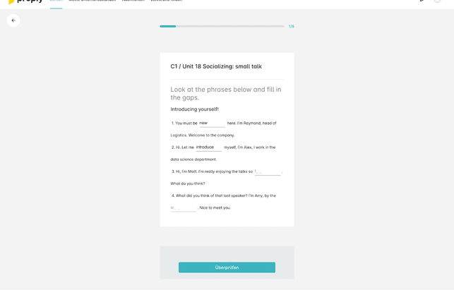 Damit ihr nicht nur beim Sprechen selbstsicherer werdet, bietet euch Preply zahlreiche schriftliche Übungen an
