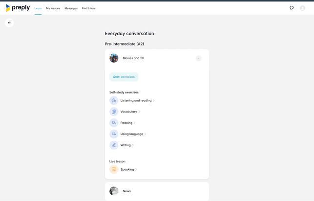 Preply bietet euch umfassenden Übungsmaterial