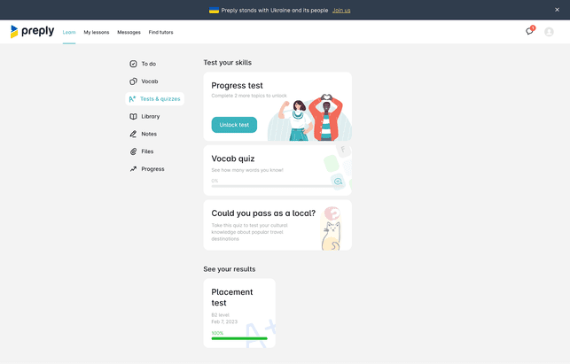 Bei Preply könnt ihr in Spielen euer Wissen zusätzlich testen