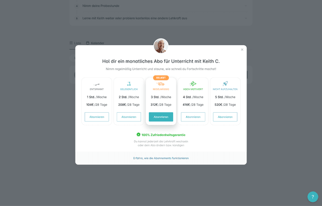 Bei Preply habt ihr gleich mehrere Abo-Möglichkeiten