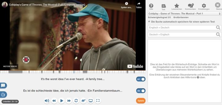Hin und wieder können auch den Yabla-Übersetzern kleine Schnitzer passieren - wie hier die Übersetzung von “heard” in “hatte”