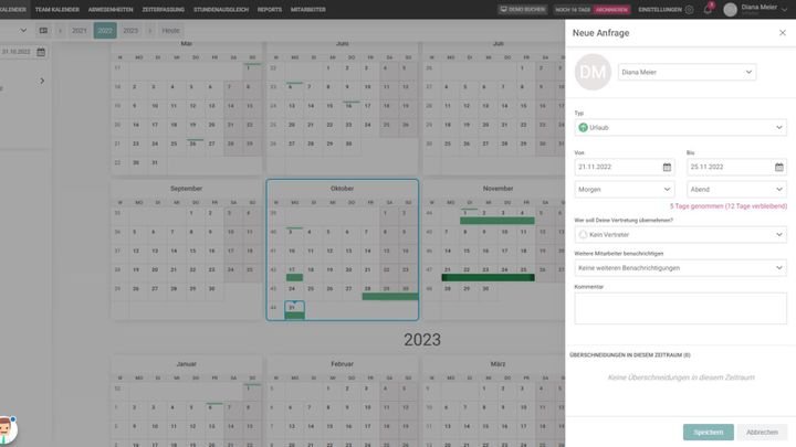 Die Kalenderplanung führt Sie zu einem kurzen und übersichtlichen Formular