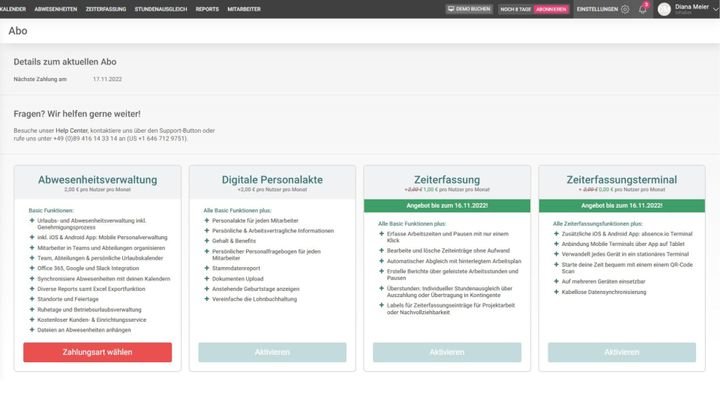 Weitere Module von absence.io