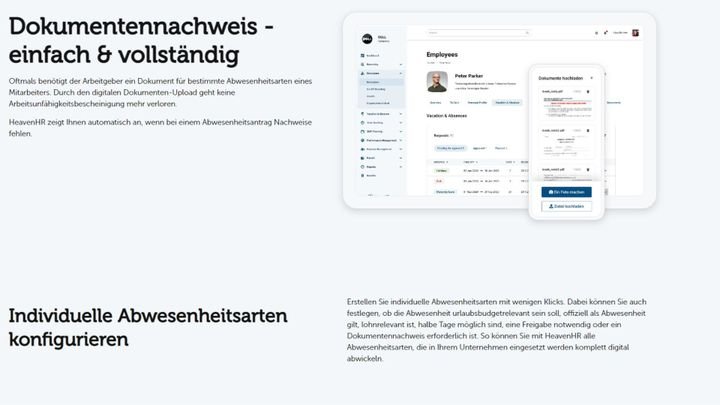 Dokumentennachweis und individuelle Abwesenheiten von HeavenHR