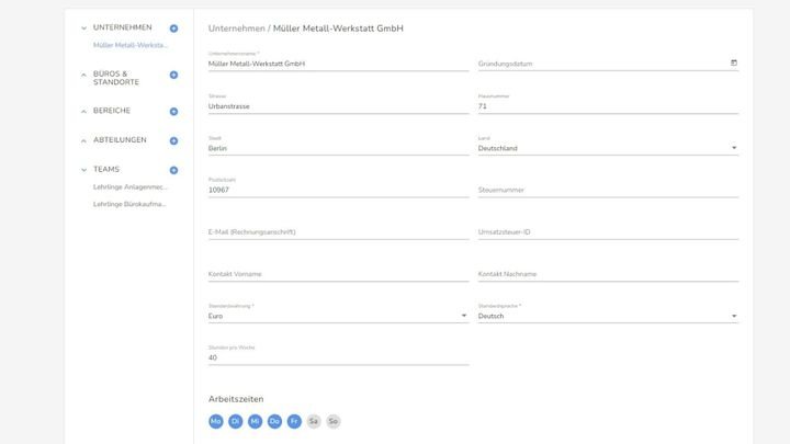 Die Software verfügt über eine Funktion zur Teamerstellung