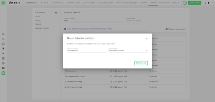 Erstellen Sie regionale, nationale oder globale Kalender für Ihre Standorte