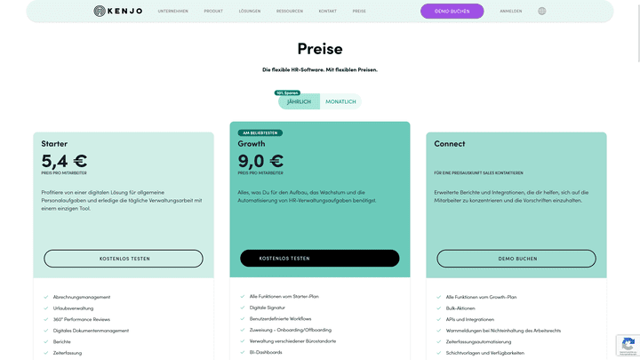 Die Preisgestaltung von Kenjo